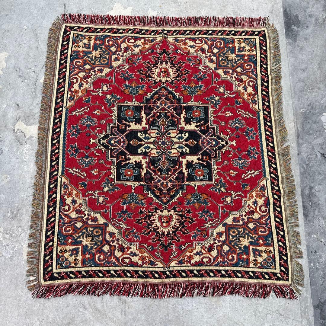 柄　マルチカバー　ソファーカバー　ヴィンテージラグ　127x110