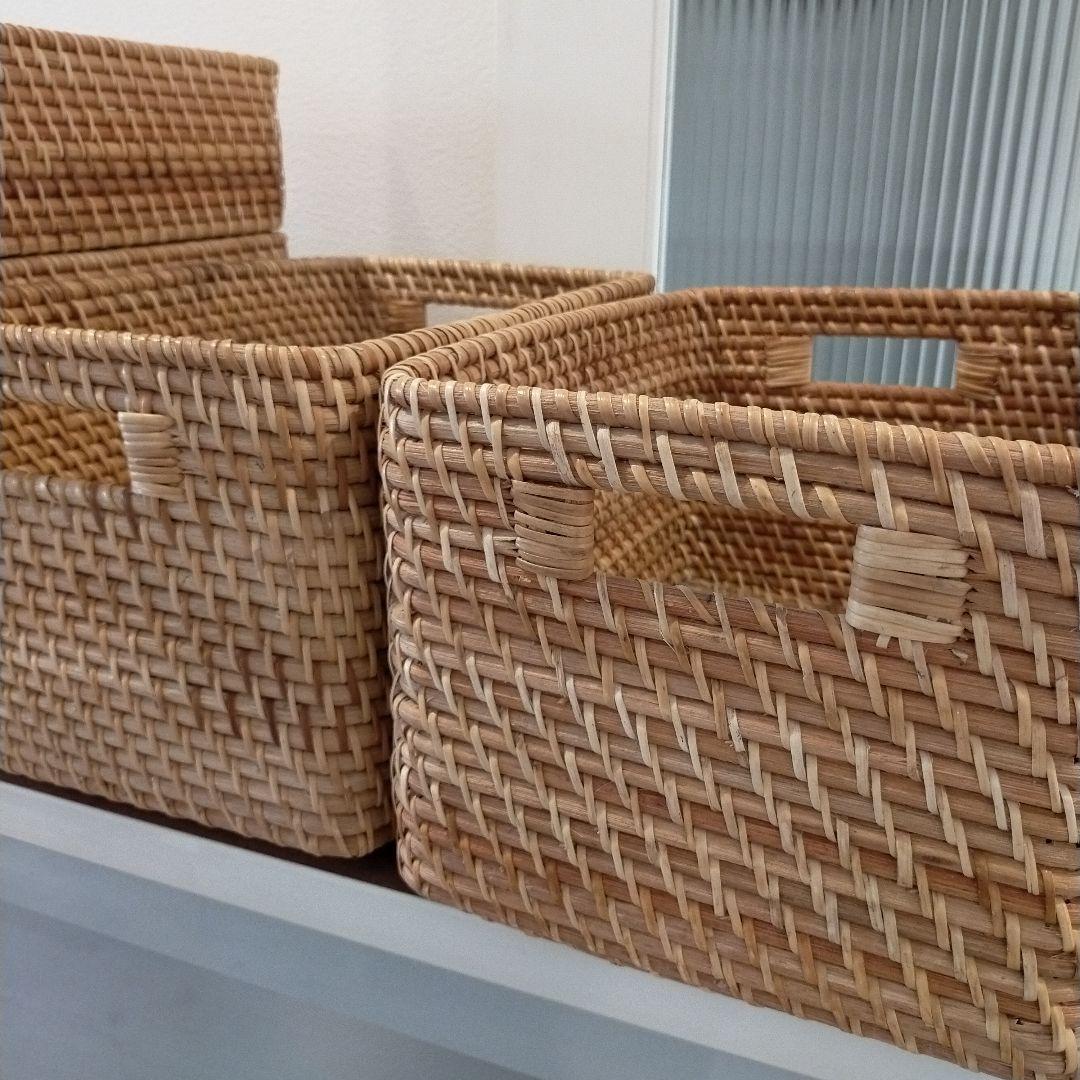ニトリ　天然素材の収納バスケットセット