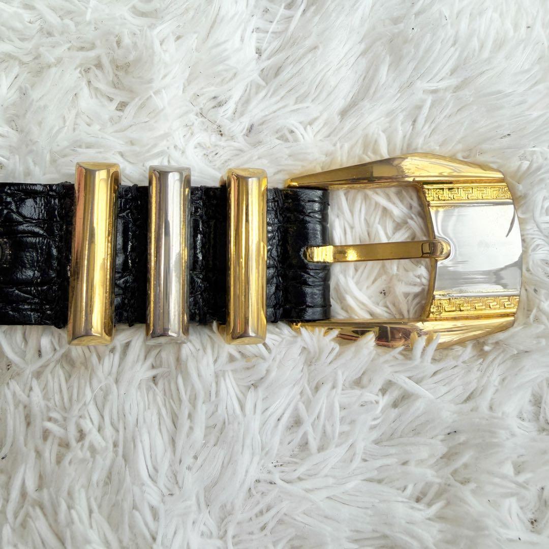 ジャンニヴェルサーチ 3連 メデューサ ベルト ブラック