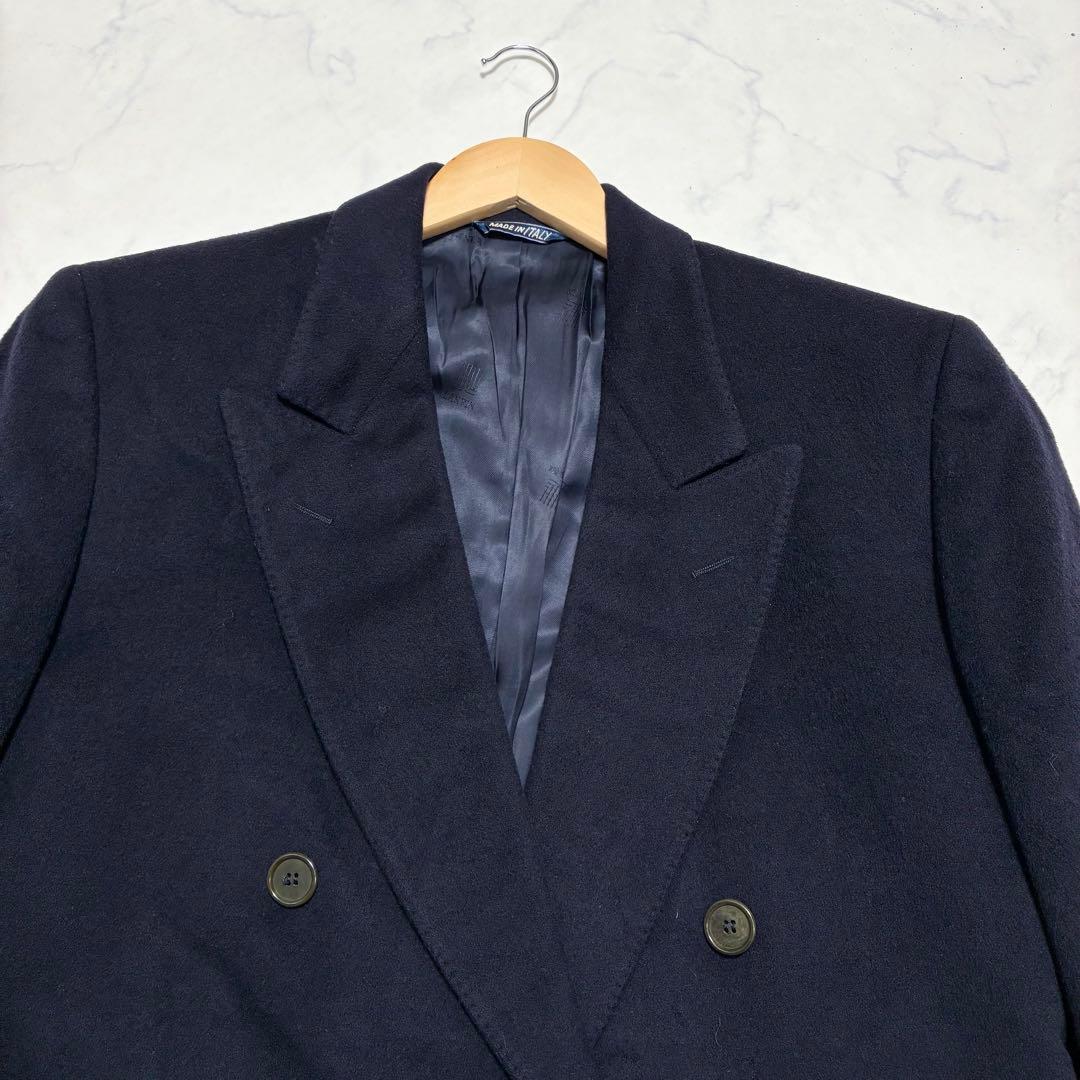 着丈110cm✨LANVIN ダブル チェスターコート ロング ネイビー XL