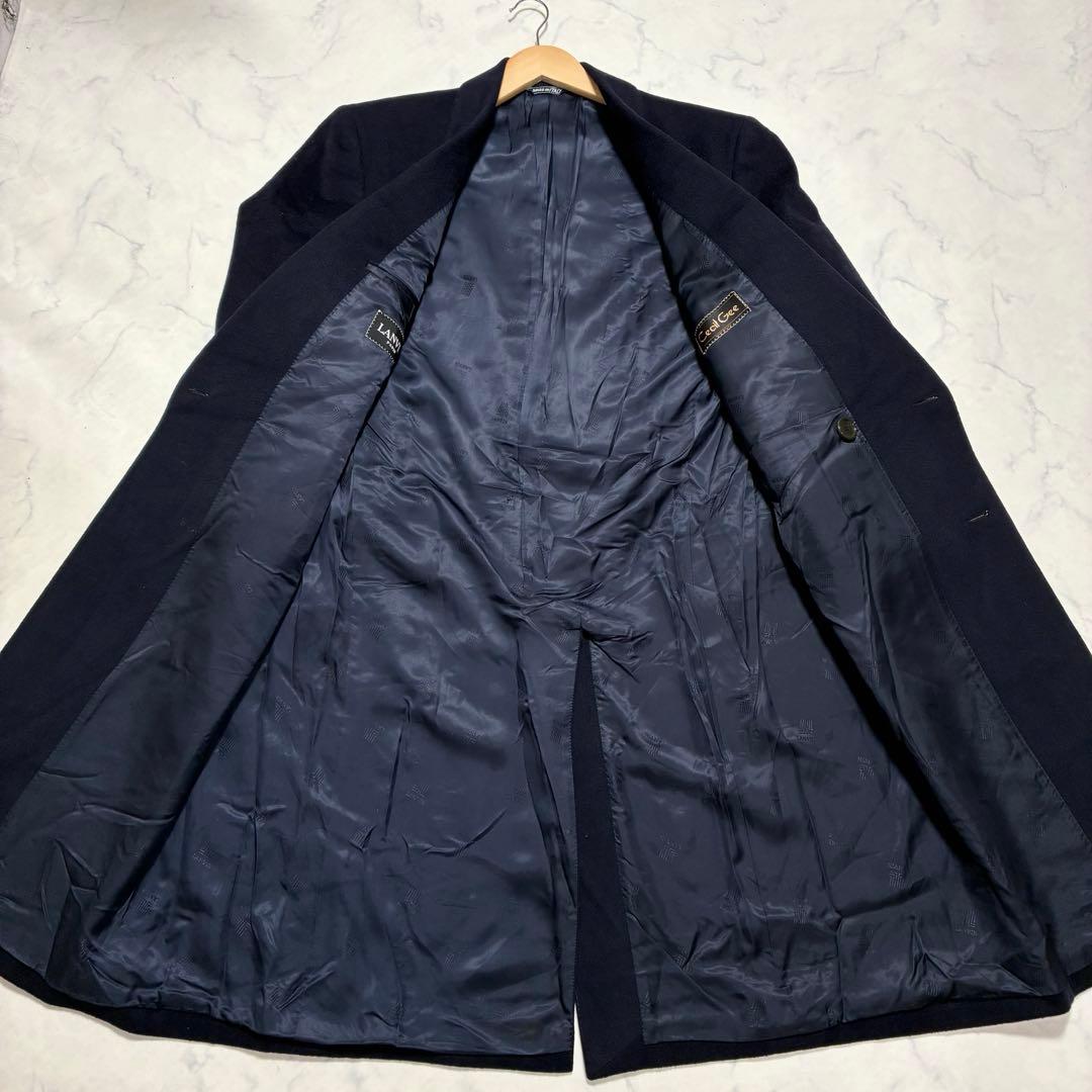 着丈110cm✨LANVIN ダブル チェスターコート ロング ネイビー XL