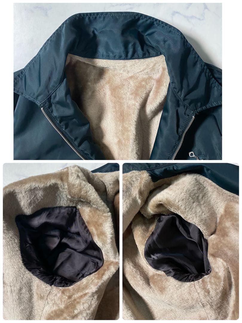 【美品】フラットヘッド　ナイロンジャケット　刺繍　ボア　大きいサイズ　ブルゾン