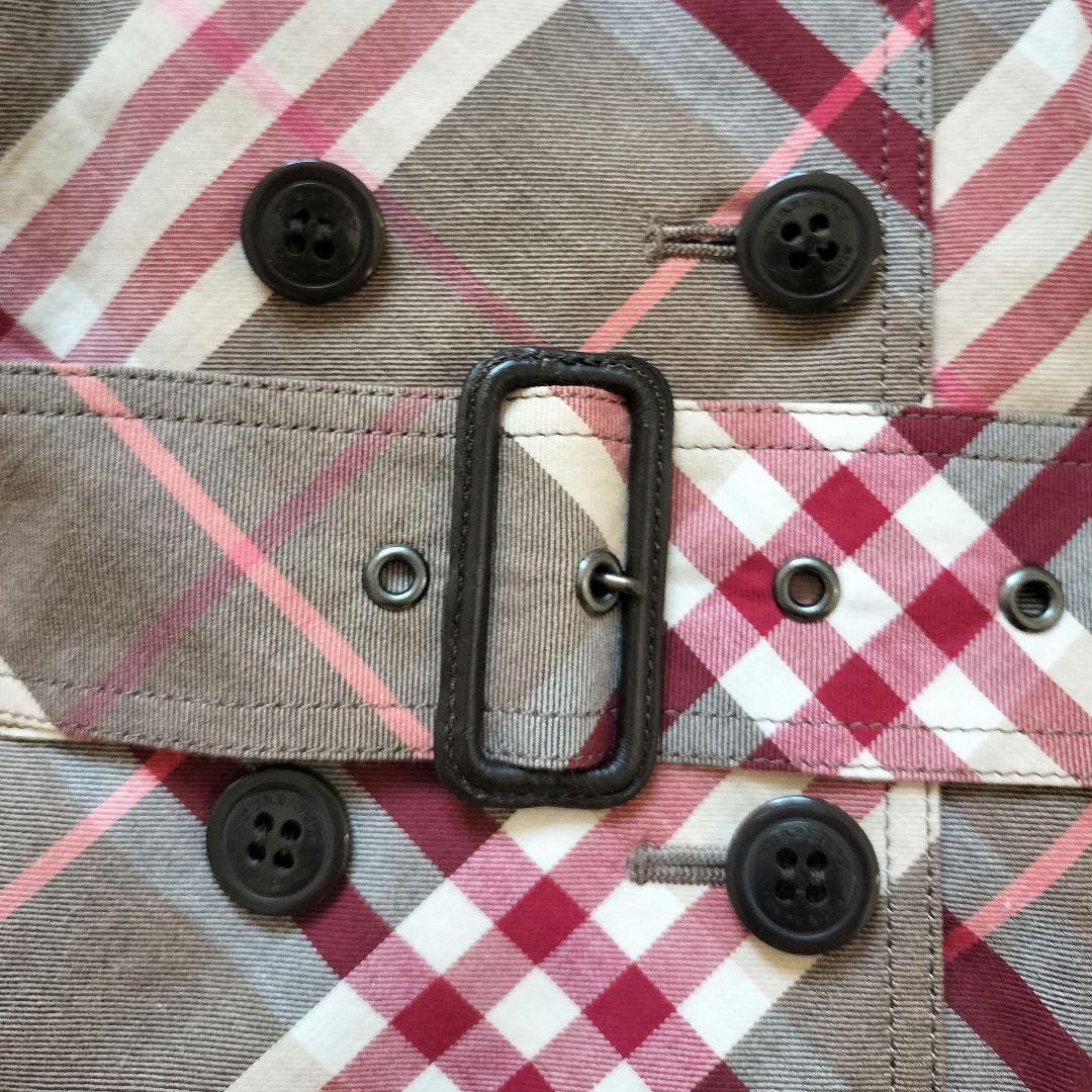 レア バーバリーブルーレーベル ワンピース チェック ロゴボタン ベルト 36