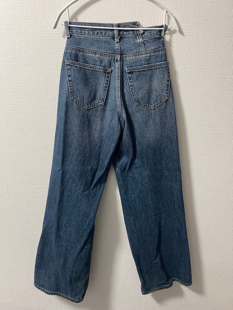 パンツ MOUSSY CROSS WAIST WIDE STRAIGHT D/BLU