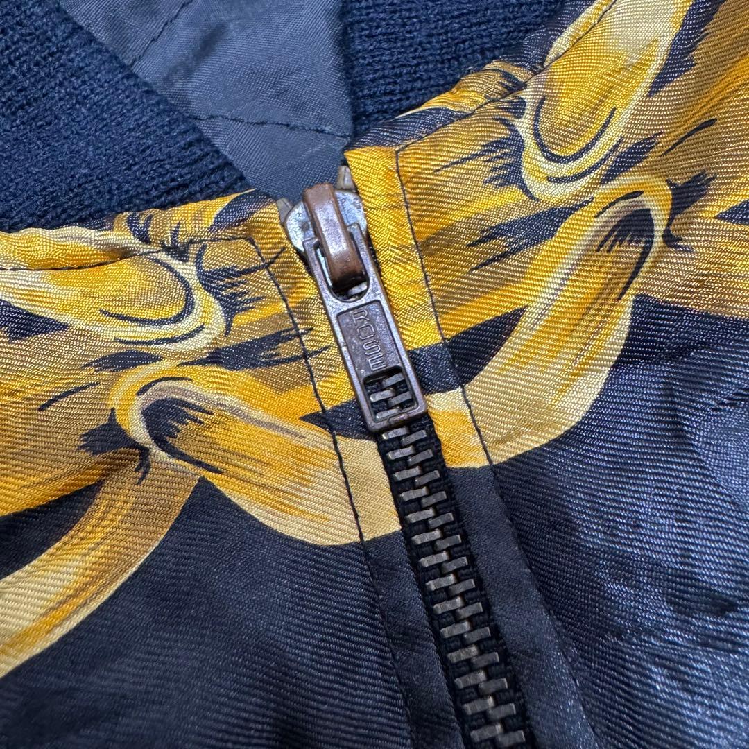 90's Y2K スカジャン ナイロンジャケット 総柄　チェーン柄　バロック