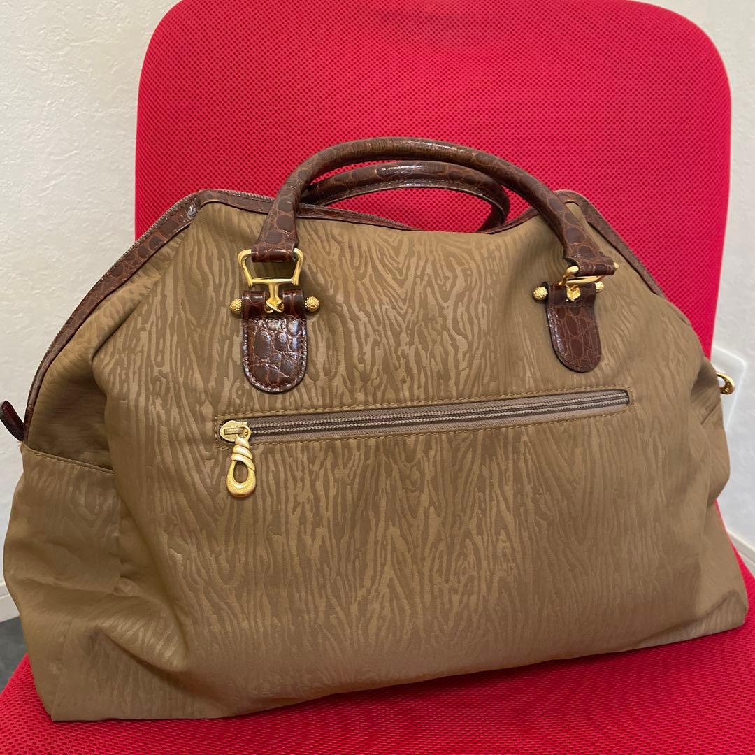 バレンシアガ　ブラウン ボストンバッグ ナイロン レザー