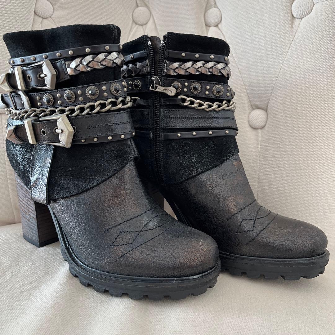 el dantes スペイン製 サイドジップ チェーン y2kフェアリーグランジ