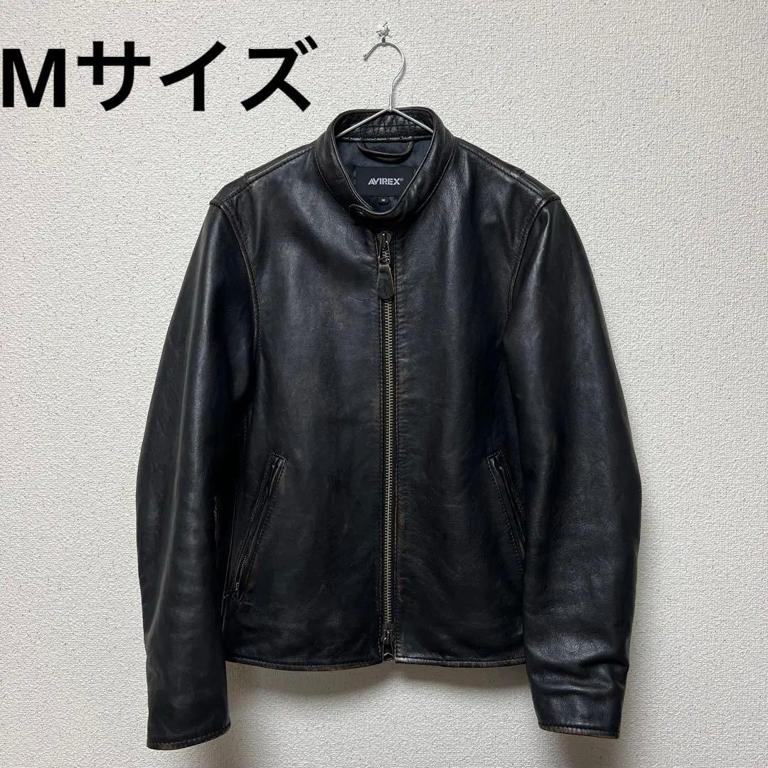 AVIREX レザージャケット エイジドレザーシングルライダース Mサイズ