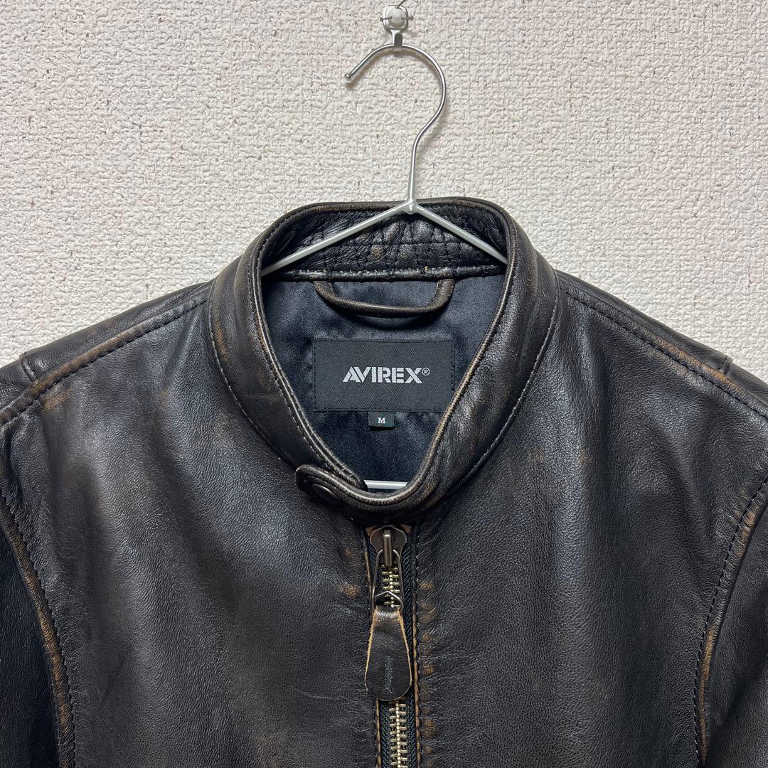 AVIREX レザージャケット エイジドレザーシングルライダース Mサイズ