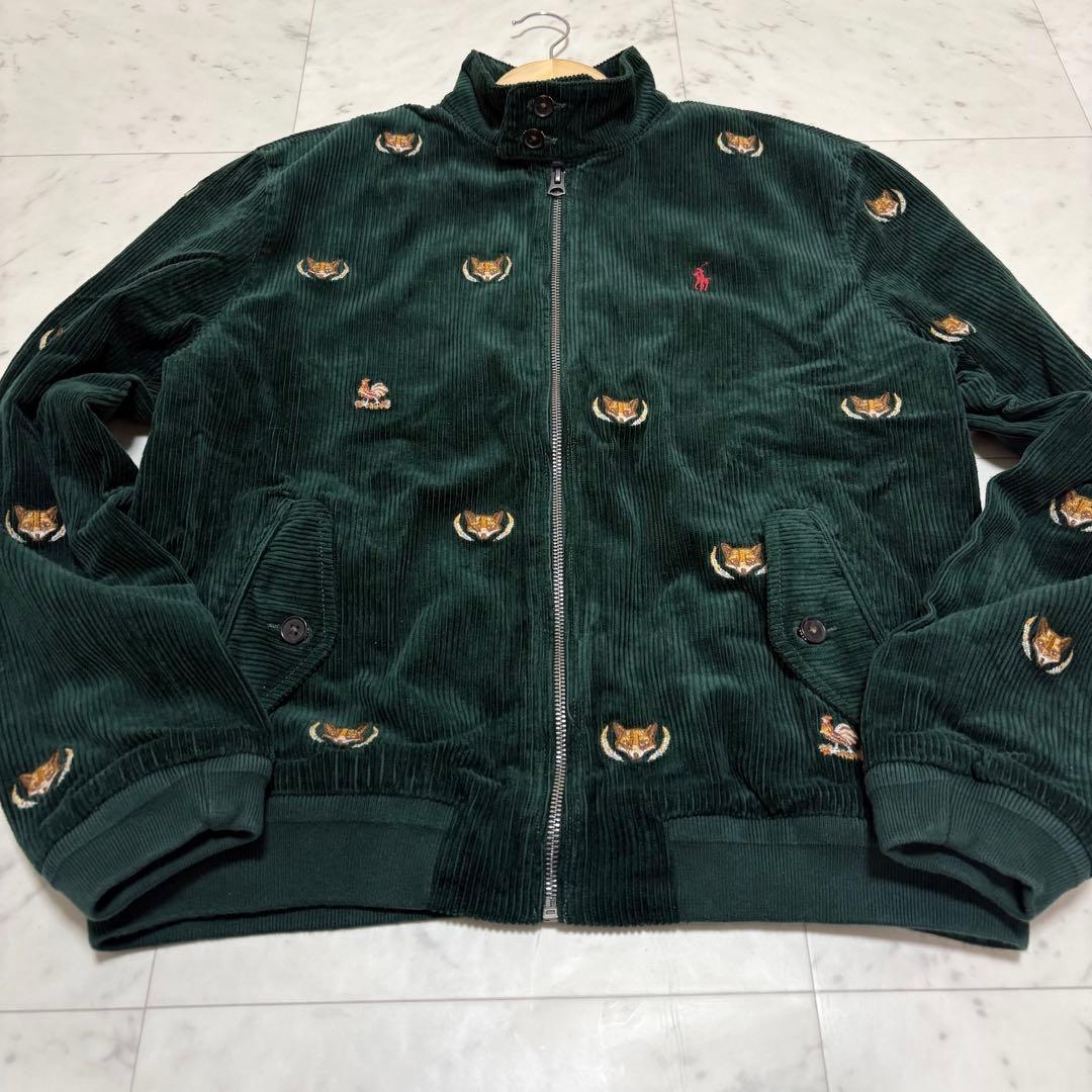 美品 ポロラルフローレン コーデュロイ ジャケット キツネ刺繍 深緑 L 定6万