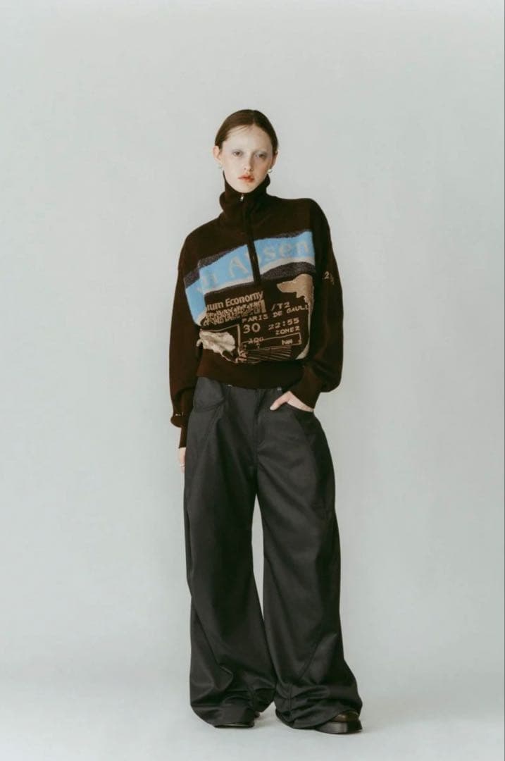 パンツ tuck design denim pants/gray