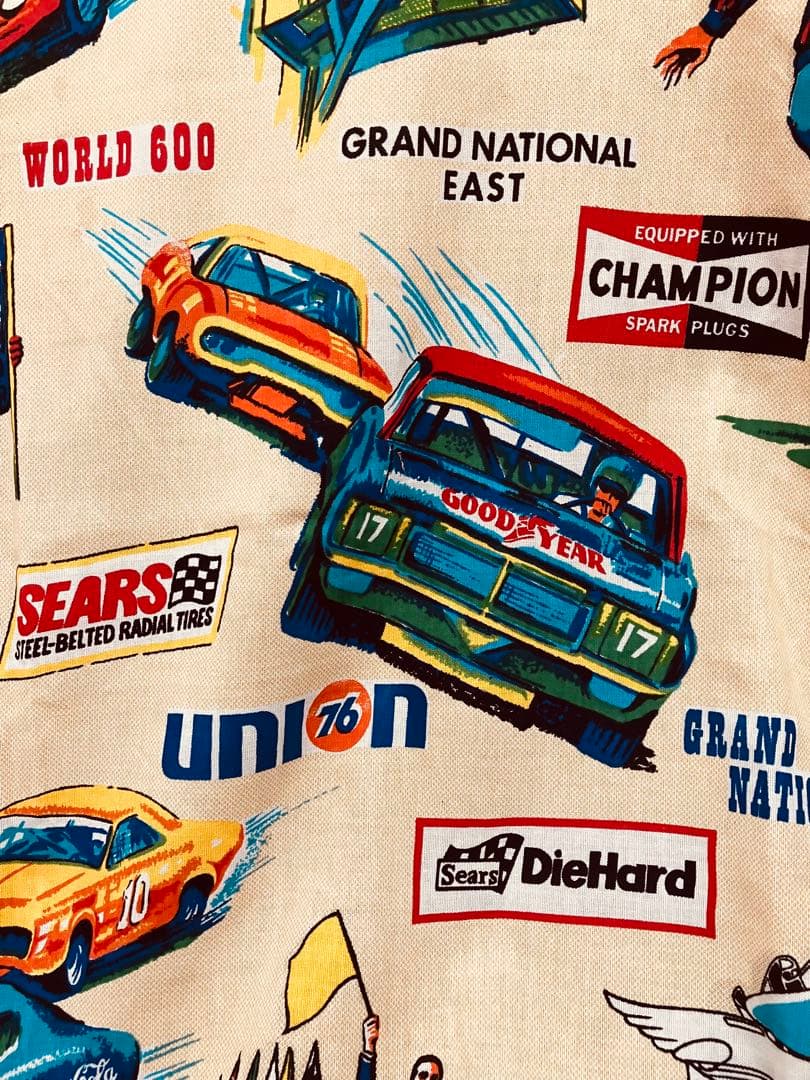 70s sears ファブリック　NASCAR大判シーツ　RACE USA製