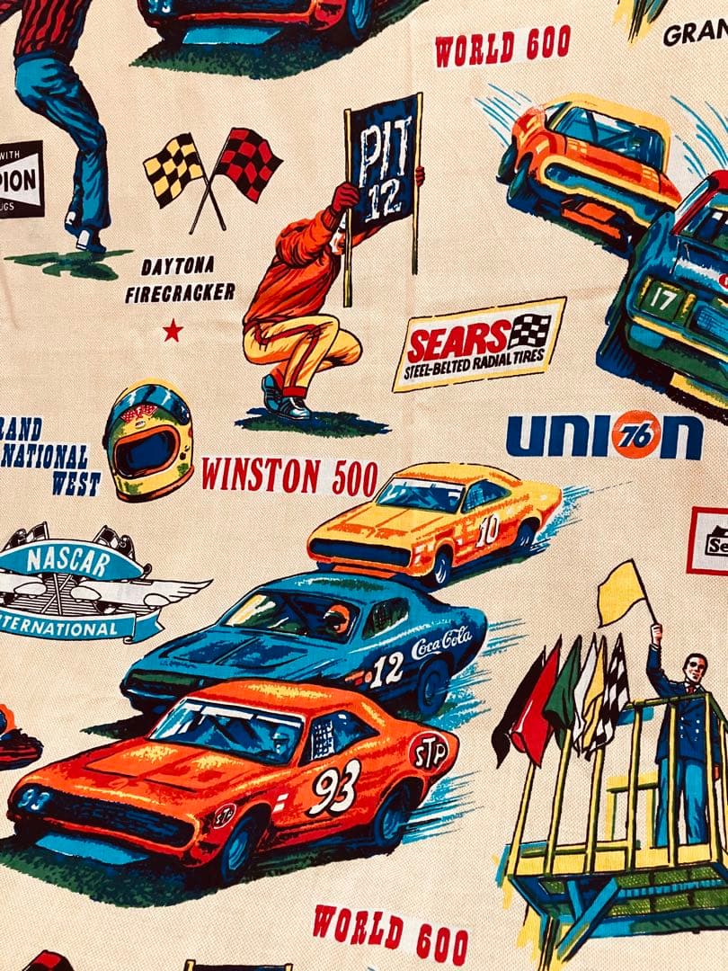 70s sears ファブリック　NASCAR大判シーツ　RACE USA製