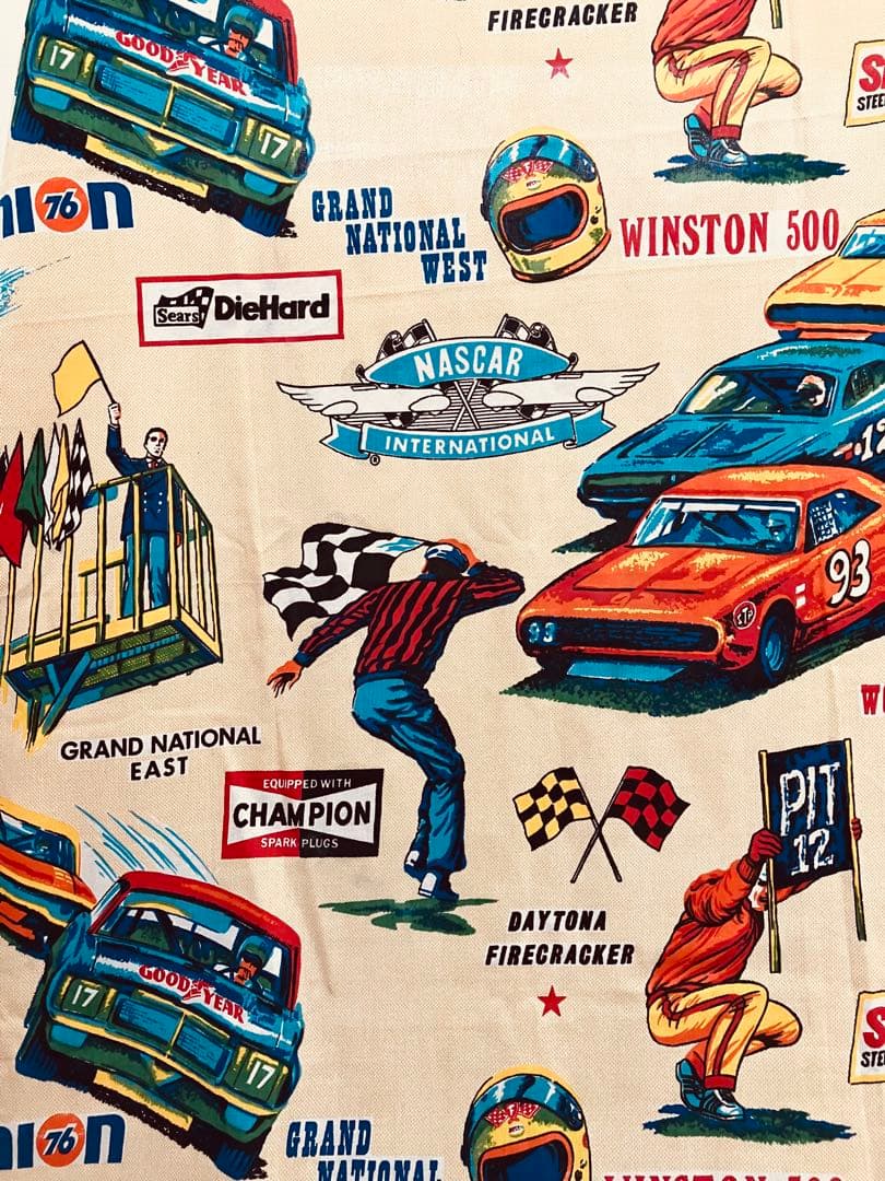 70s sears ファブリック　NASCAR大判シーツ　RACE USA製