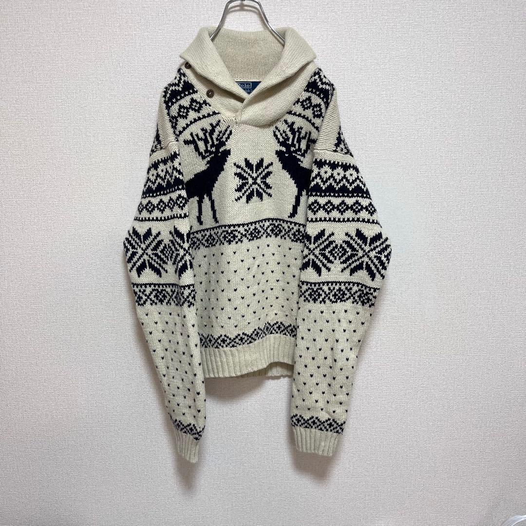 ポロ ラルフローレン ニット ノルディック ショールカラー アンゴラ,カシミヤ混