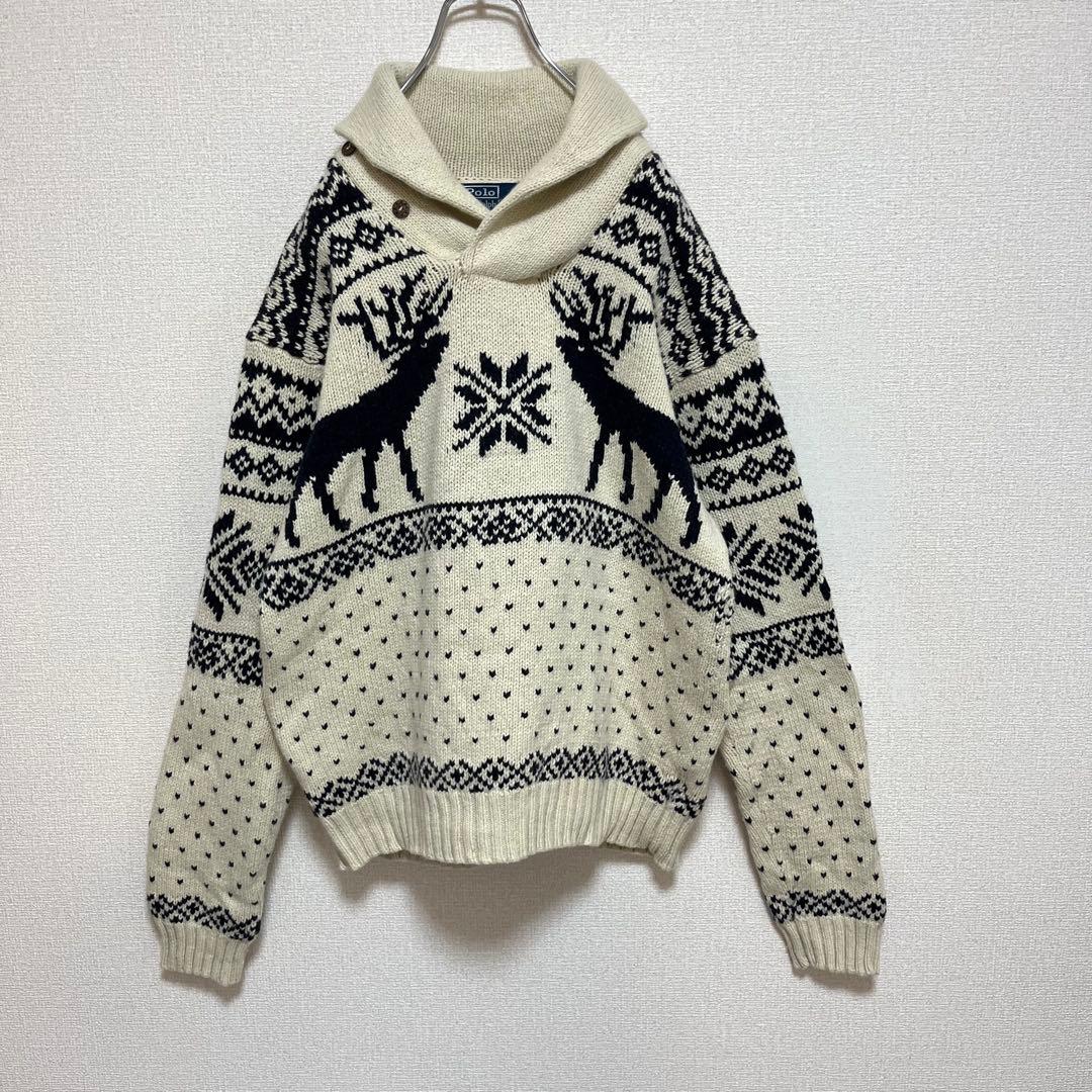 ポロ ラルフローレン ニット ノルディック ショールカラー アンゴラ,カシミヤ混