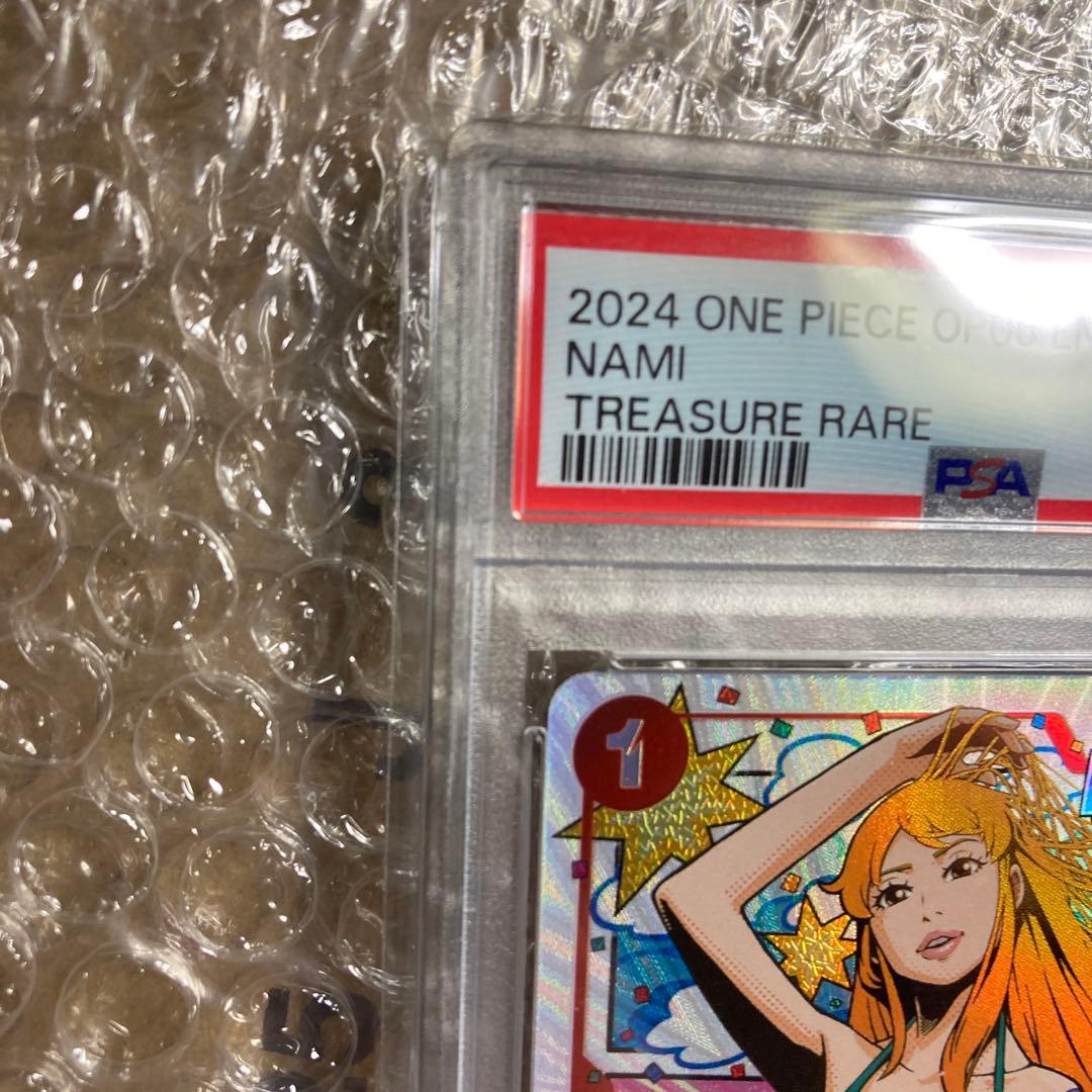 英語　ワンピースカード　ナミ　トレジャーレア　PSA7