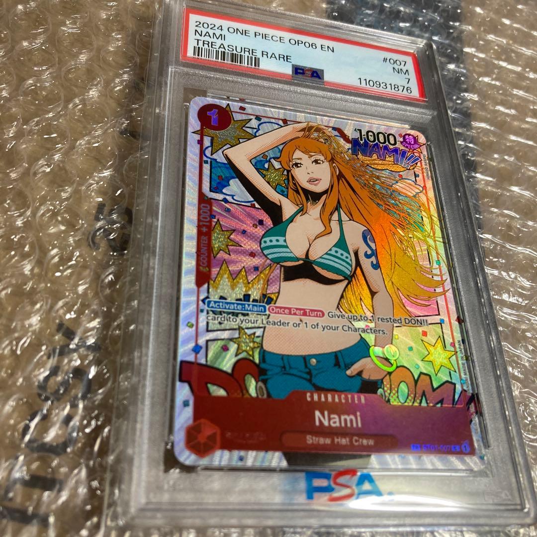 英語　ワンピースカード　ナミ　トレジャーレア　PSA7