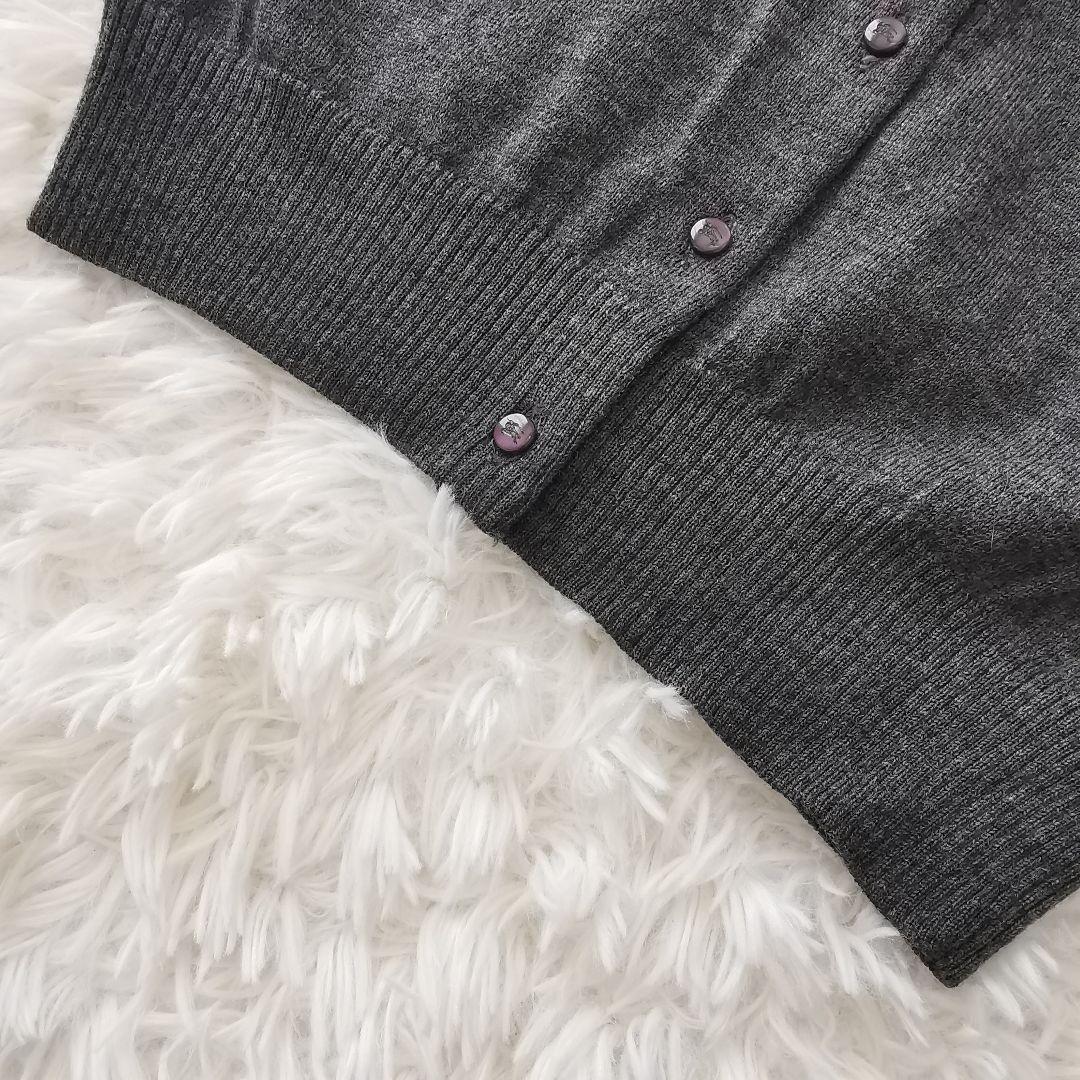 バーバリー ホースロゴ刺繍 ノヴァチェック ウール カーディガン グレー 38