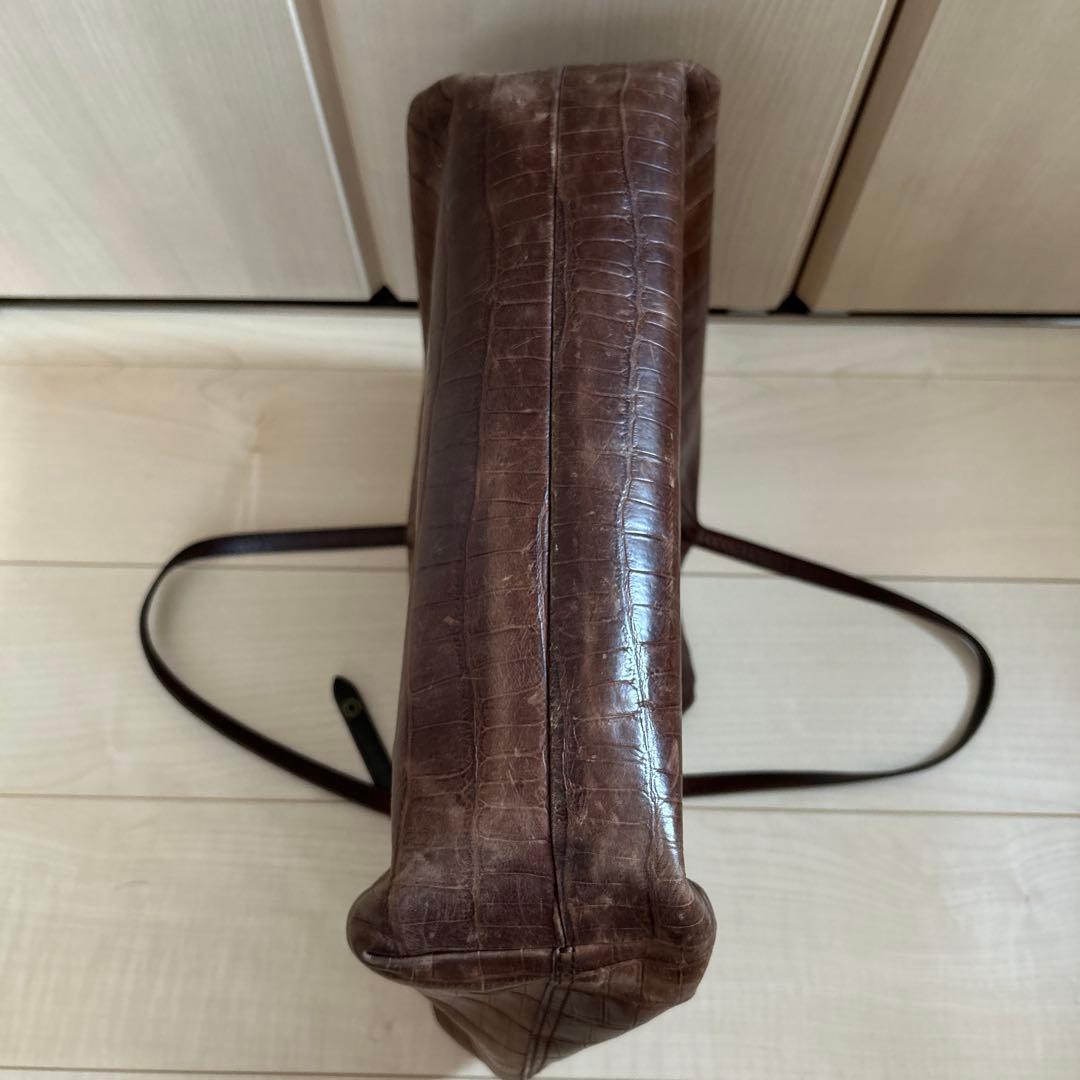 フェリージ　11-91 クロコ型押し　ブラウン　レザー　トートバッグ