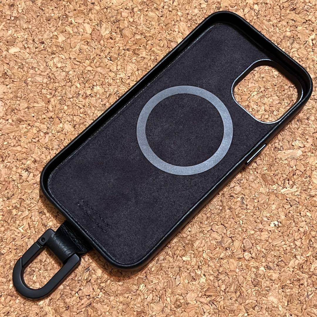 objcts.io カラビナ iPhone14ケース MagSafe レザー 黒