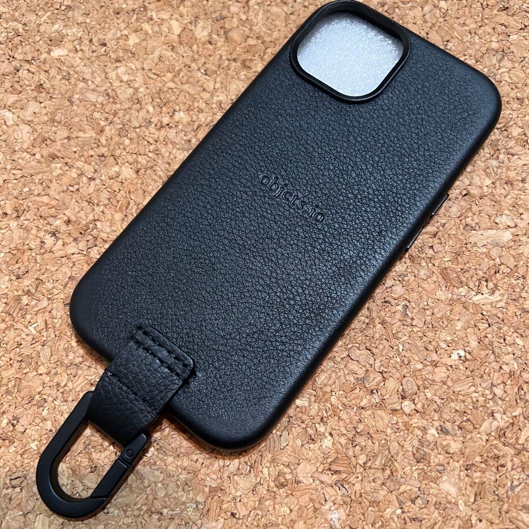 objcts.io カラビナ iPhone14ケース MagSafe レザー 黒