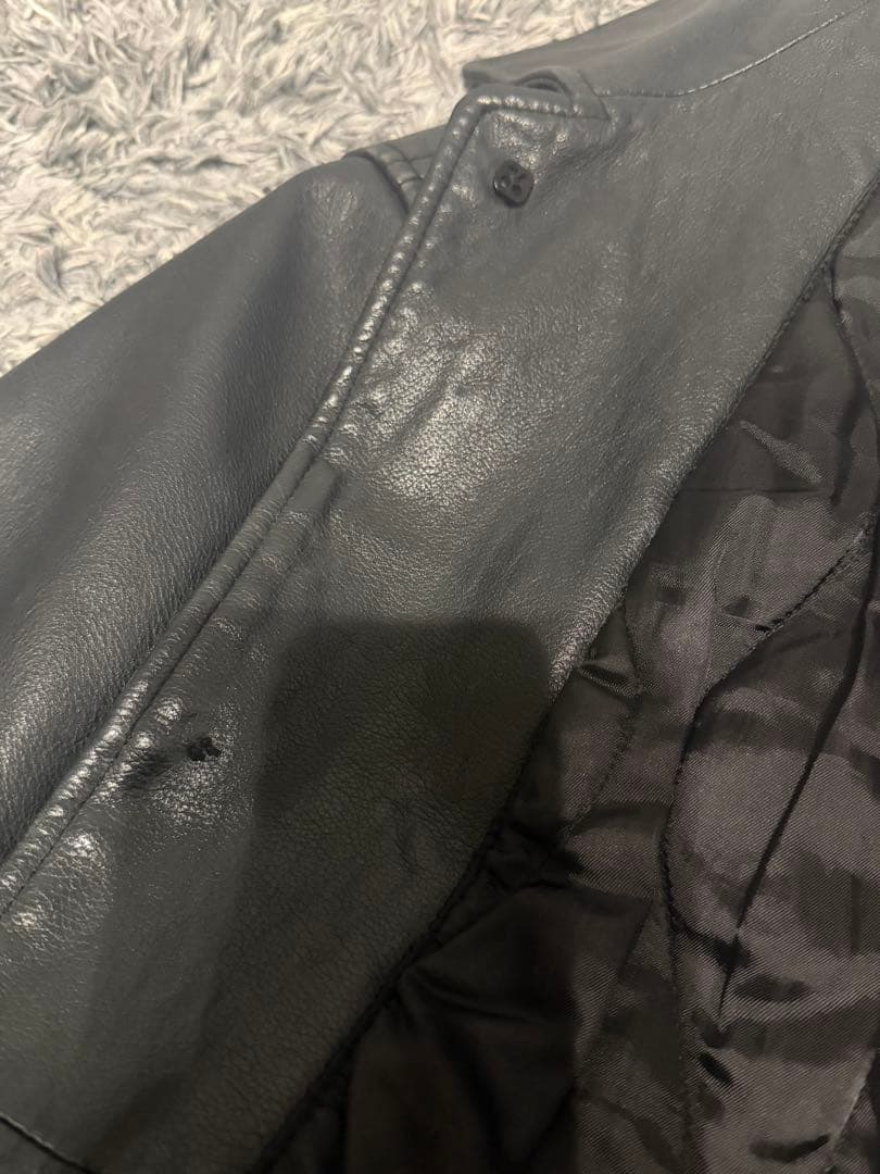 美品！OLDGAP ブラックレザーカーコート　XL 2XL XXL