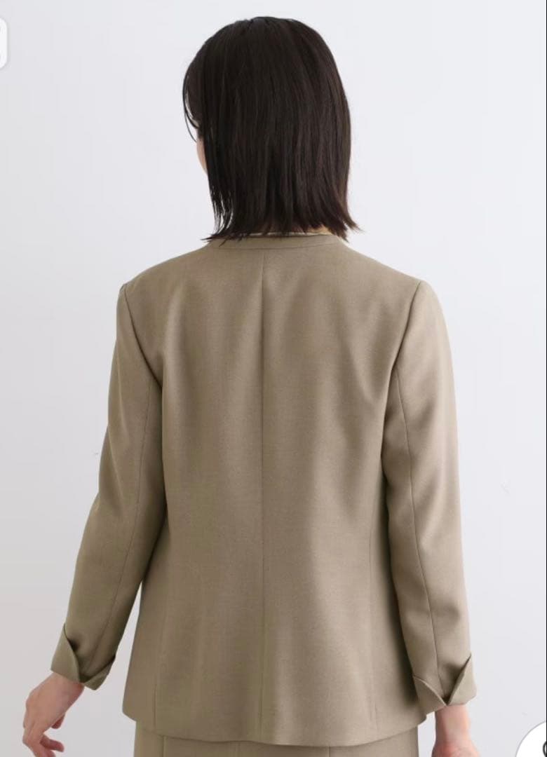INDIVI 【洗える／UVケア／定番スーツ】ウール調ノーカラージャケット19