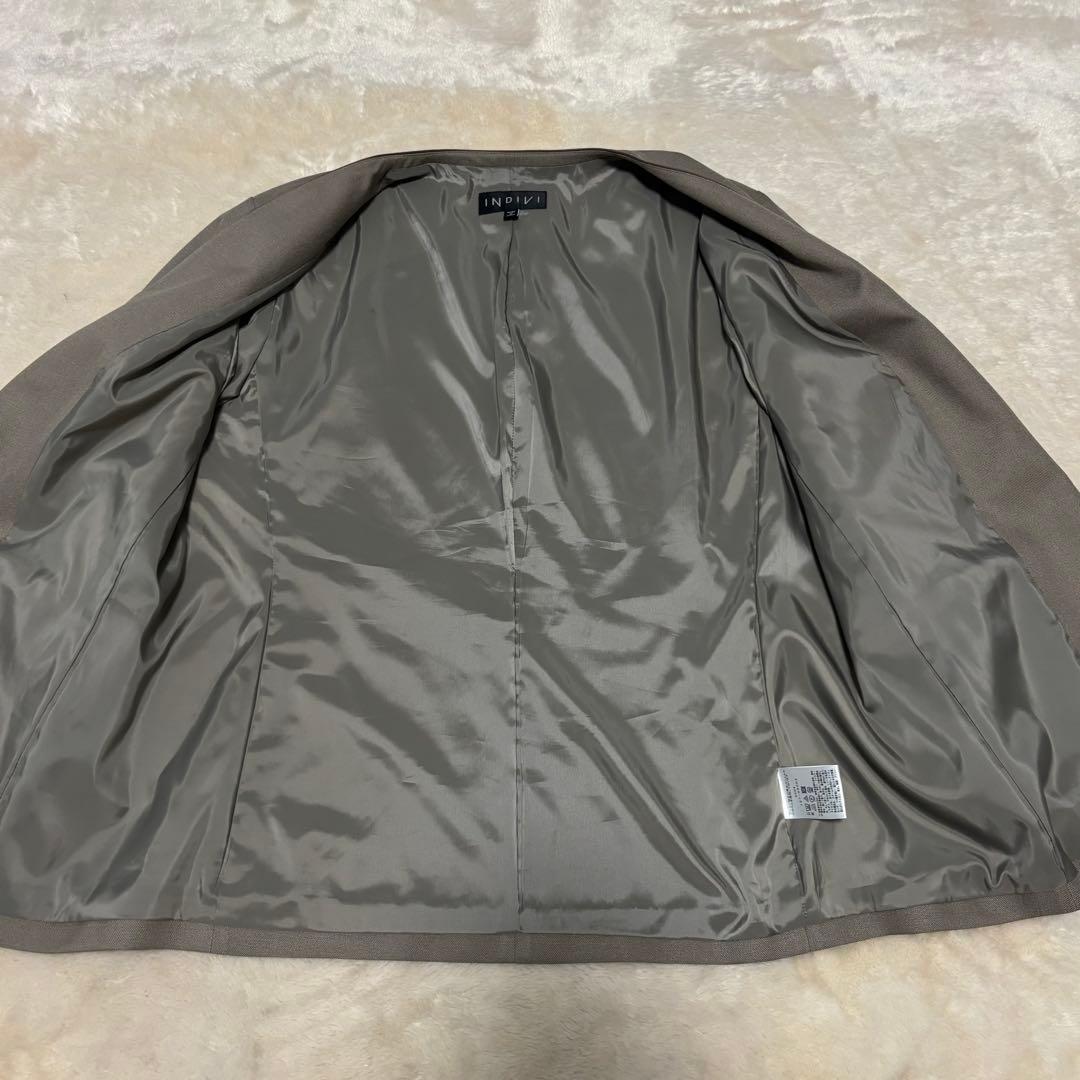 INDIVI 【洗える／UVケア／定番スーツ】ウール調ノーカラージャケット19