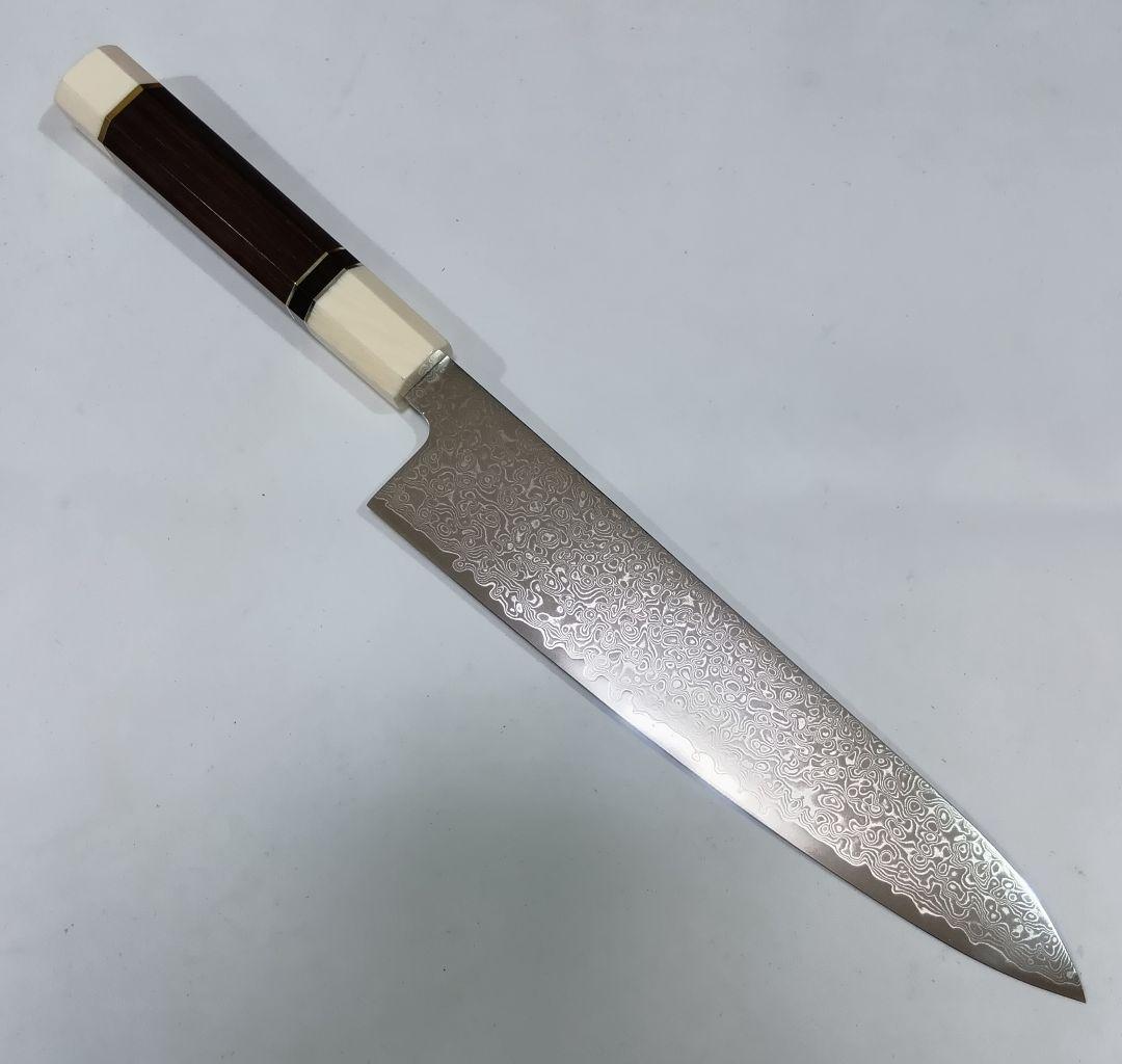 67層ダマスカスVG10 シェフナイフ 24cm 人工象牙＋黒檀柄