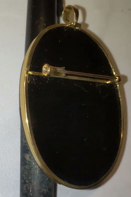 18金 ストーンカメオ ブローチ 女性と子