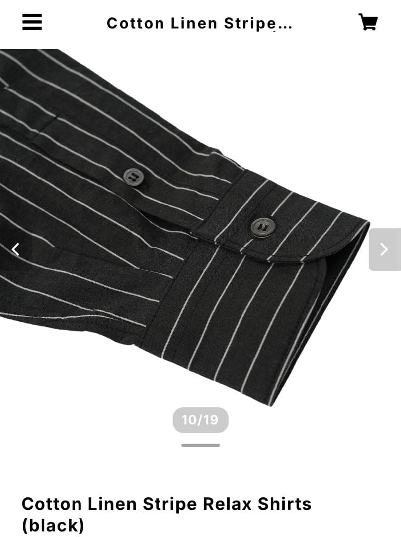 OVY Cotton Linen Stripe Relax Shirts 黒　L