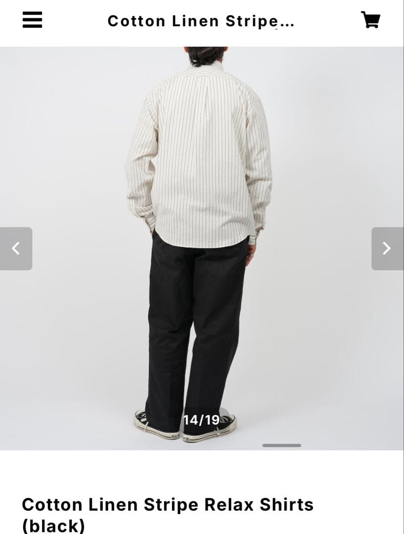 OVY Cotton Linen Stripe Relax Shirts 黒　L