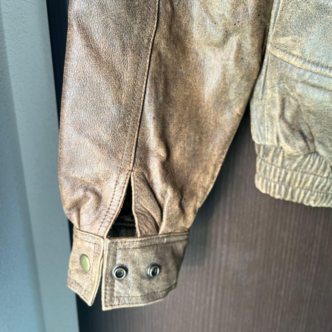 お*ん様 サントリー　BOSSジャン レザーフライトジャケット　L ボスジャン