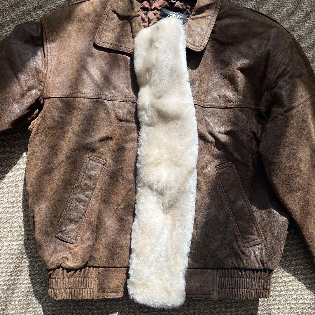 お*ん様 サントリー　BOSSジャン レザーフライトジャケット　L ボスジャン