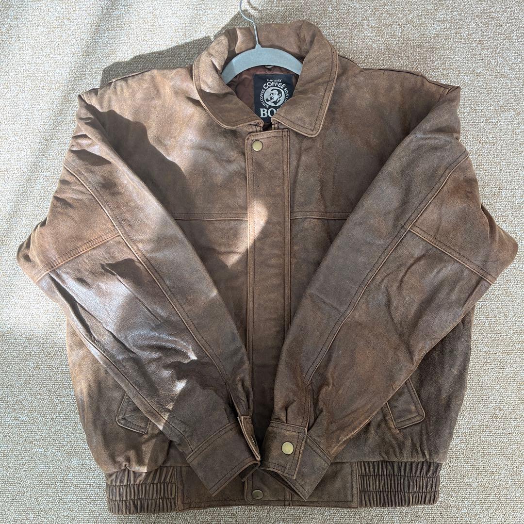 お*ん様 サントリー　BOSSジャン レザーフライトジャケット　L ボスジャン