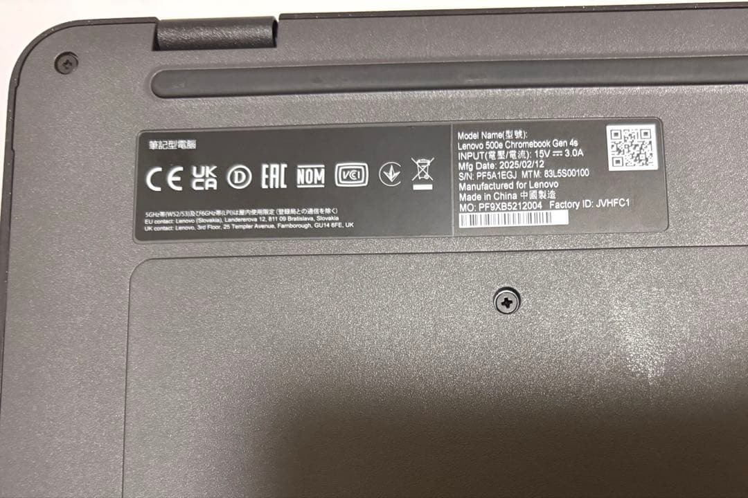 Chromebook本体 Lenovo 500e Chrombook Gen 4s