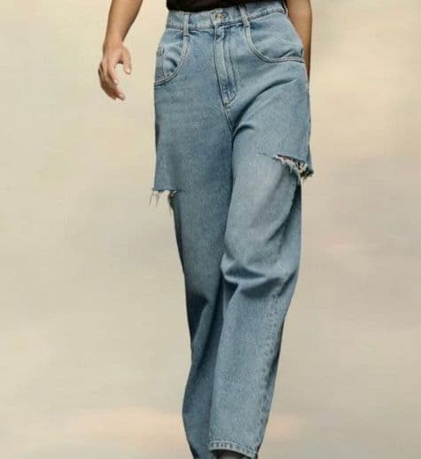 美品 メゾンマルジェラ スラッシュ デニム パンツ ダメージ加工 ブルー 38