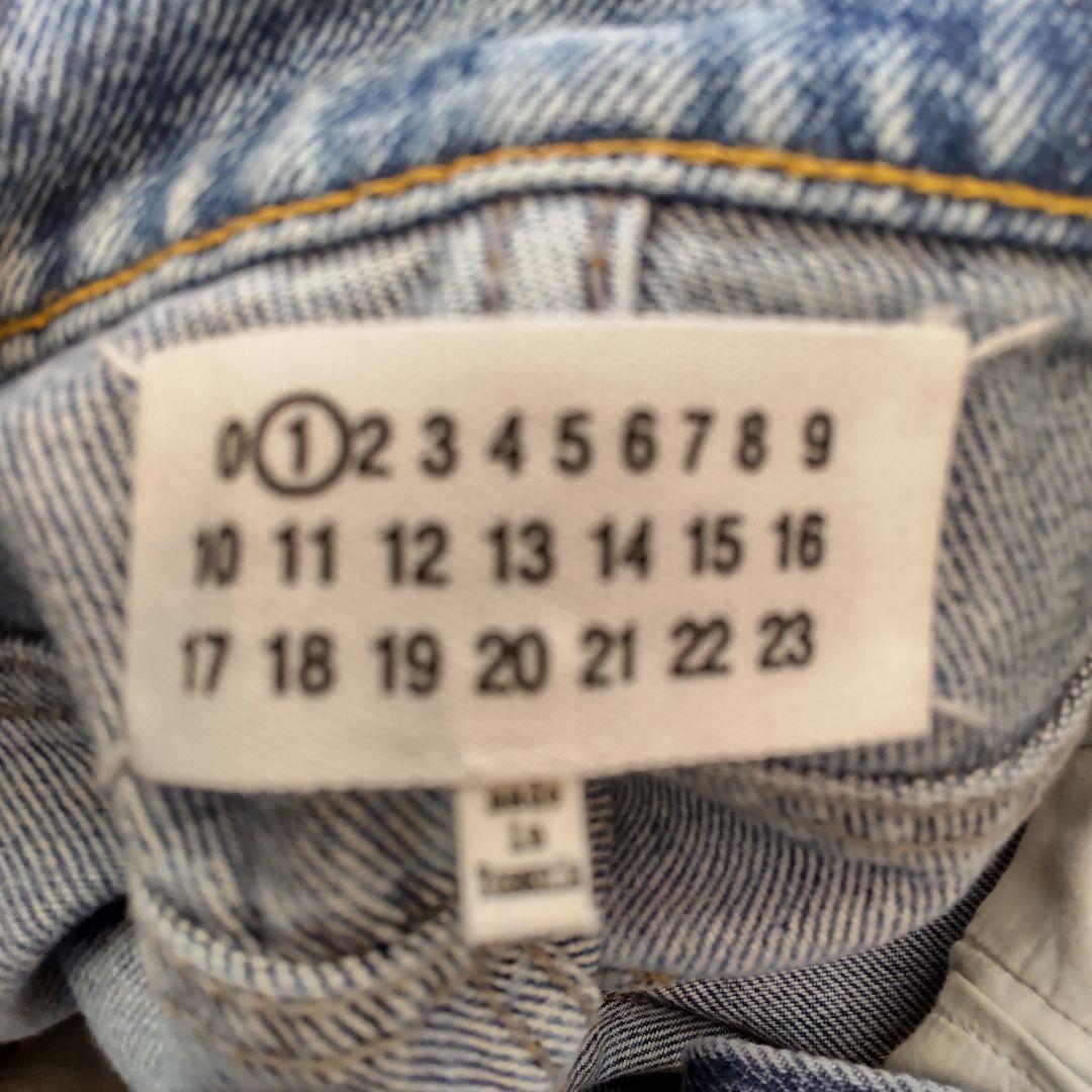 美品 メゾンマルジェラ スラッシュ デニム パンツ ダメージ加工 ブルー 38