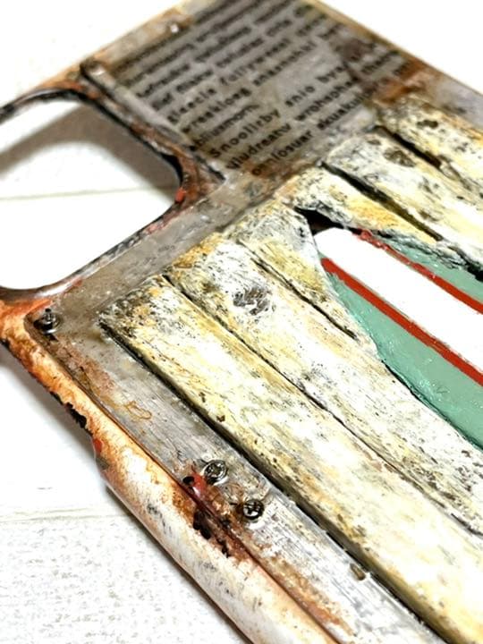 古材風サビ塗装サーフ&シャビーフラワースマホケースiPhone.Android