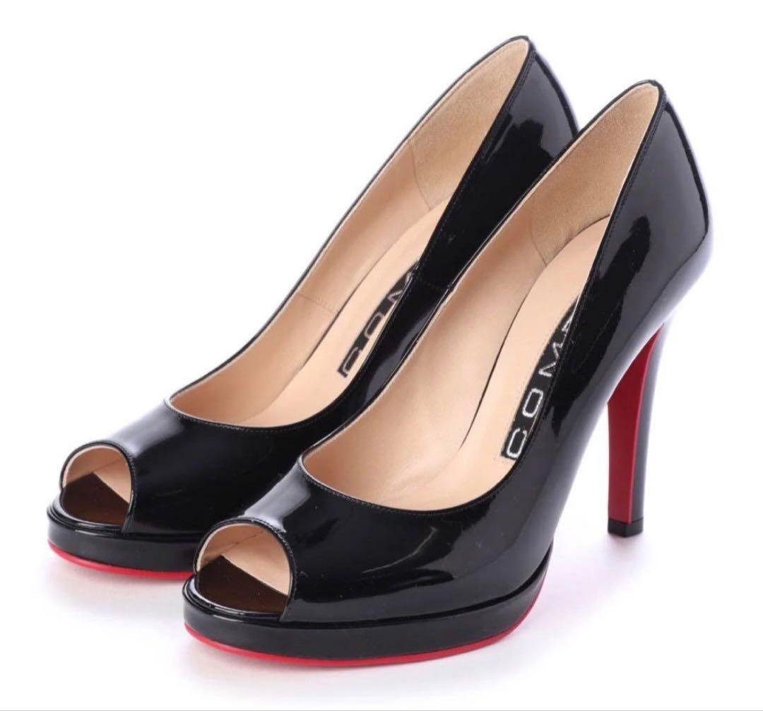 COMEX ブラック×レッド オープントゥ ハイヒール　23センチ