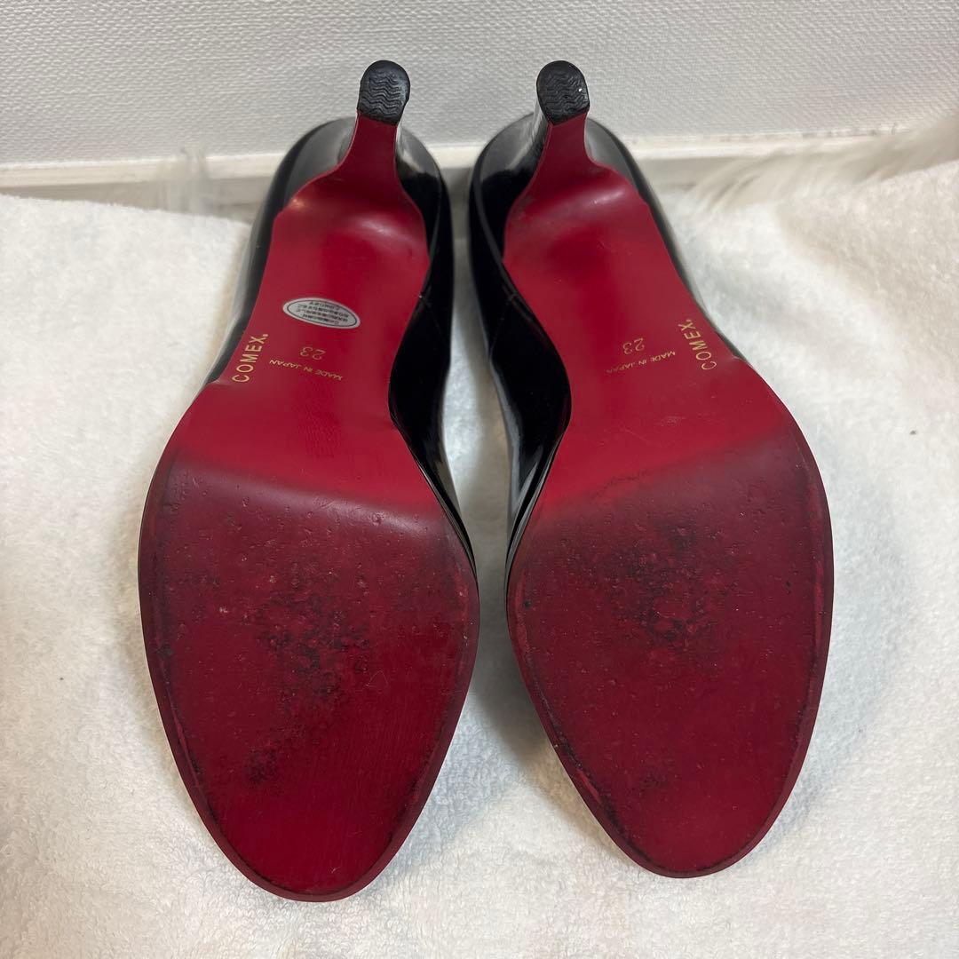 COMEX ブラック×レッド オープントゥ ハイヒール　23センチ