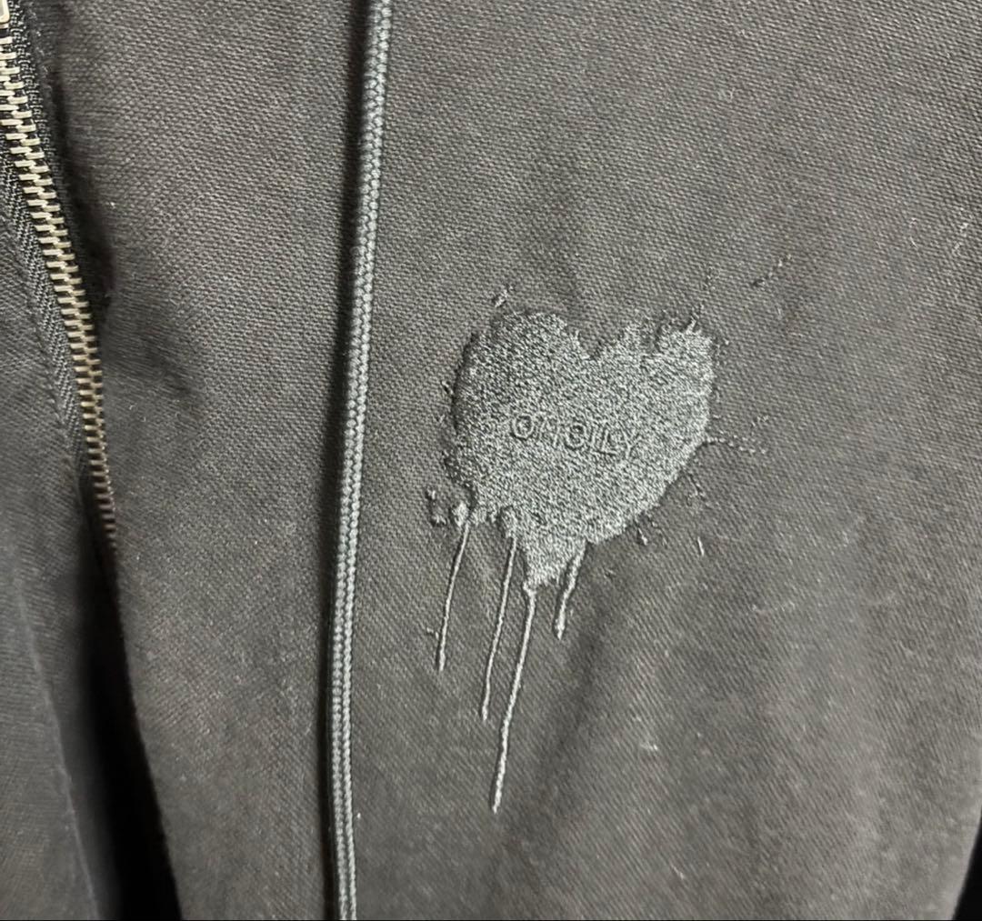 t*様 ONCILY ハートロゴ ダックジャケット フェイクファーブルゾン