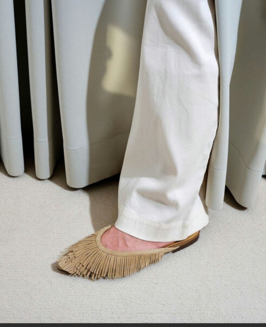 ルタロン　GRISEレザーFRINGEミュール　ベージュ