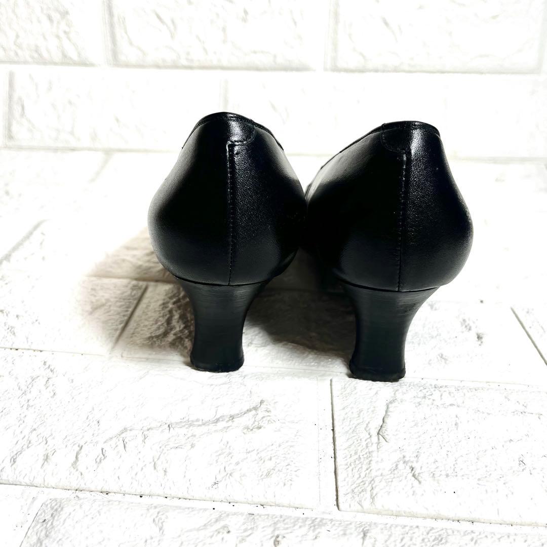 REGAL レザーパンプス スクエアトゥ ブラックフォーマル