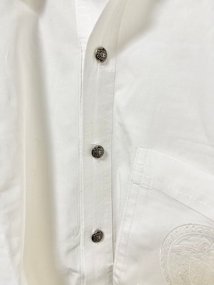 ヴェルサーチェ　Versace ホワイト　ボタンダウンシャツ　コットン100%