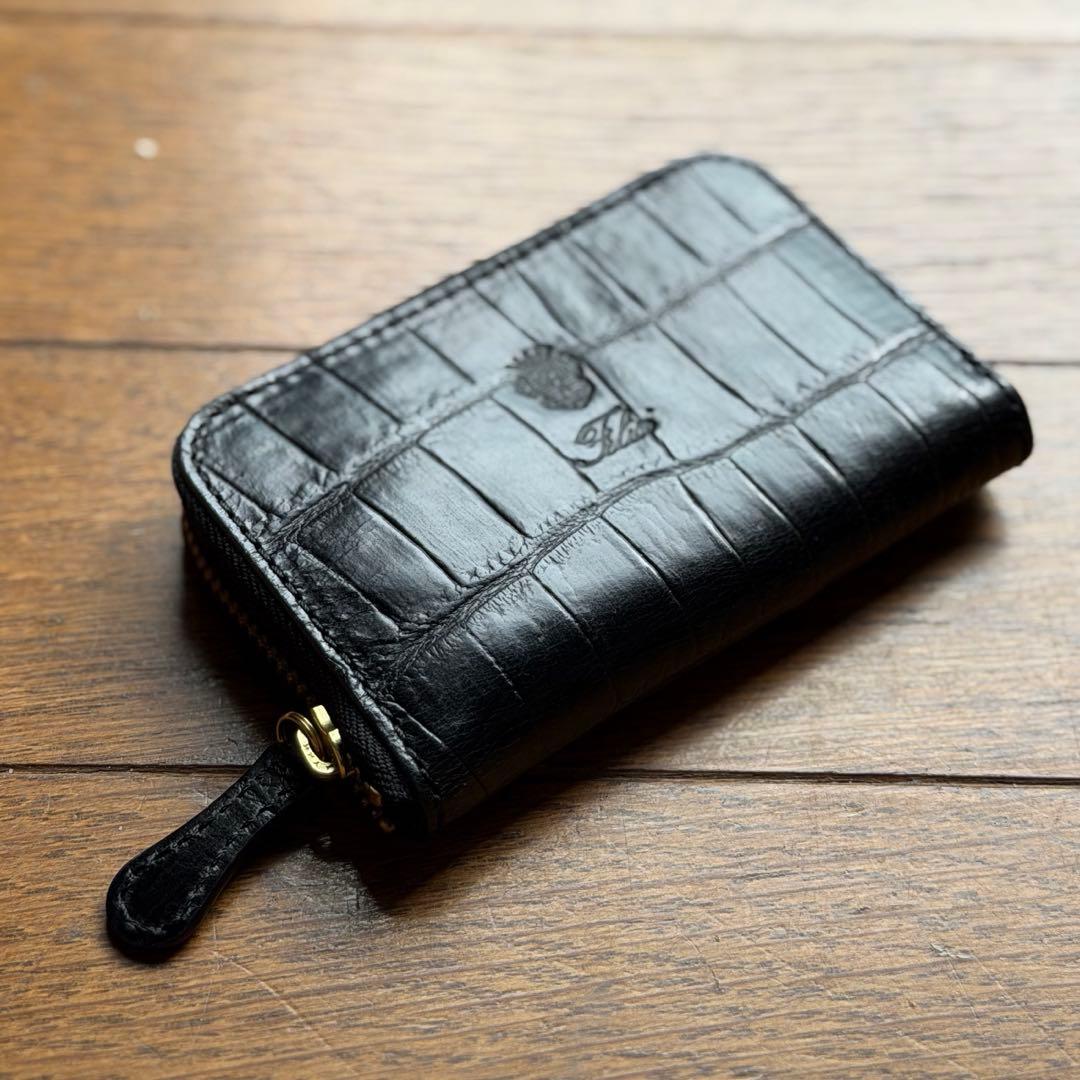 フェリージ クロコダイル風レザー 黒 ブラック ケース