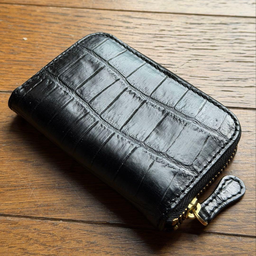 フェリージ クロコダイル風レザー 黒 ブラック ケース