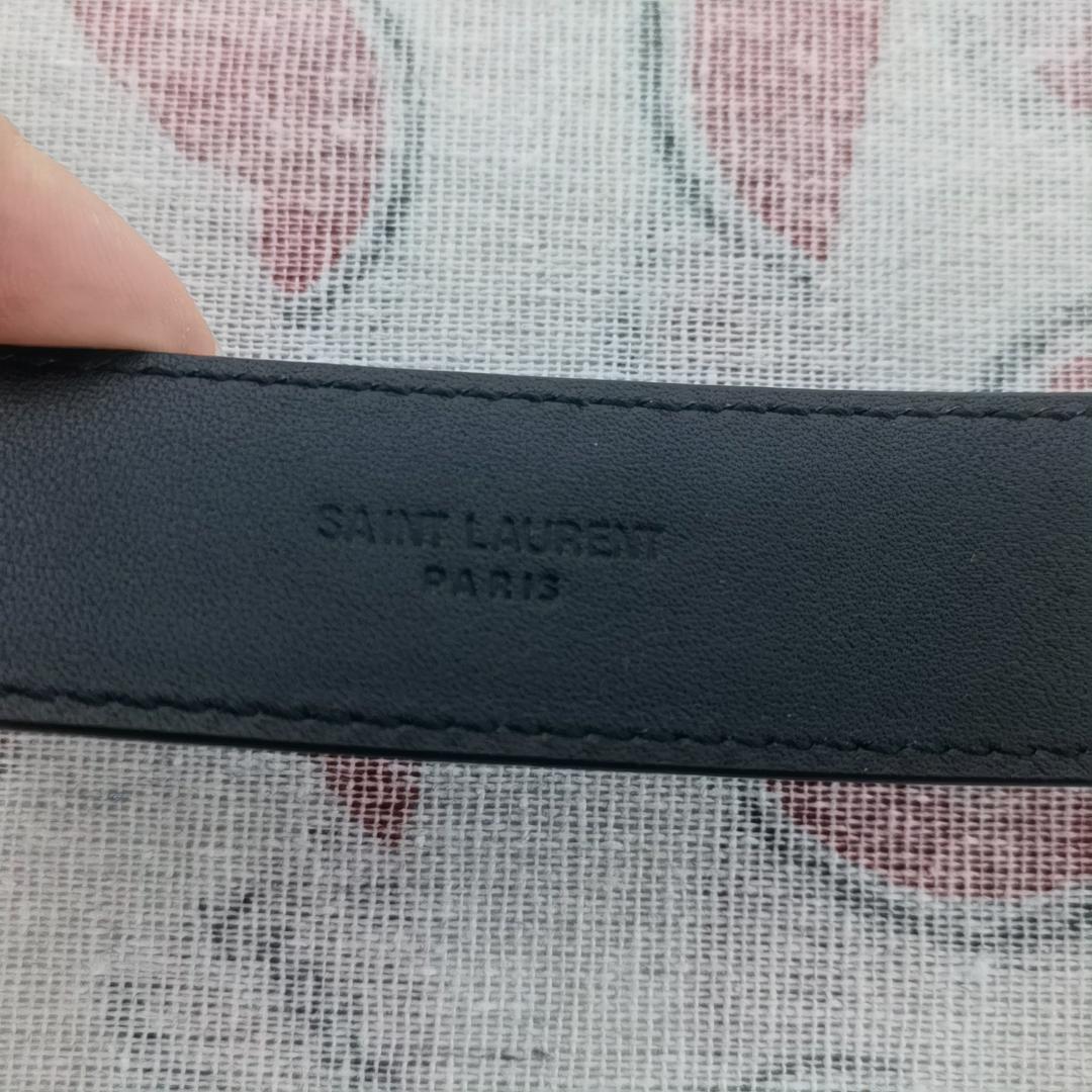 SAINT LAURENT Monogram ロゴ レザー ベルト 95cm
