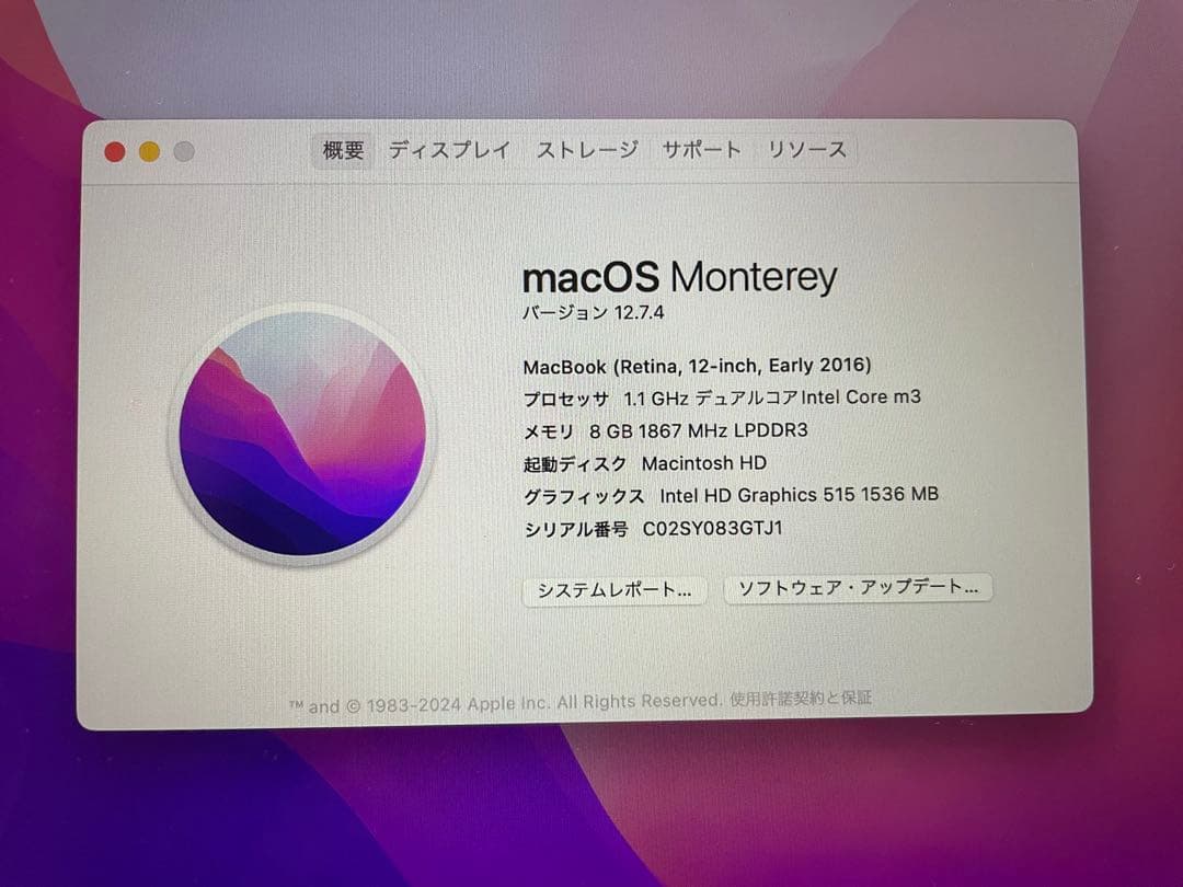 【本体のみ】MacBook (Retina,12-inch,Early2016)